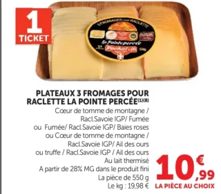 Plateaux 3 fromages pour raclette La Pointe Percée