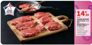 Viande Bovine Faux Filet ou Rumsteak à griller
