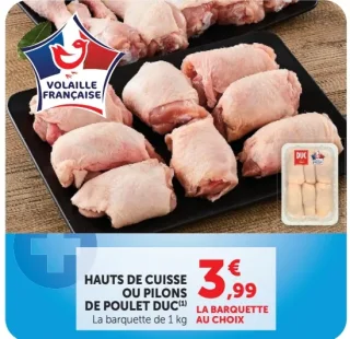 Hauts de cuisse ou pilons de poulet Duc