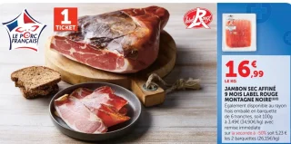 Jambon sec affiné 9 mois Label Rouge Montagne Noire