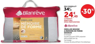 Oreiller mousse à mémoire de forme Blanrêve 55x35cm
