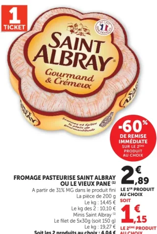 FROMAGE PASTEURISE SAINT ALBRAY OU LE VIEUX PANE