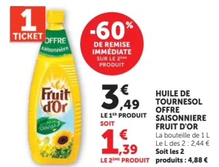 HUILE DE TOURNESOL OFFRE SAISONNIERE FRUIT D'OR