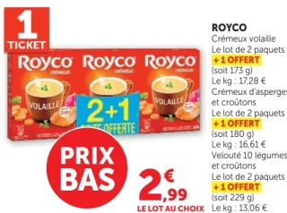 Soupes Royco Crémeux ou Velouté
