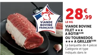 Viande Bovine Filet à rôtir ou Tournedos à griller