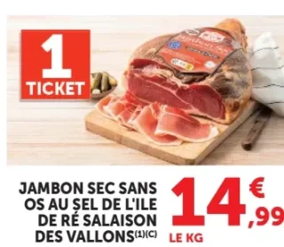 Jambon sec sans os au sel de l'île de Ré Salaison des Vallons
