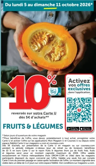 Offre 10% sur Fruits & Légumes