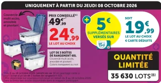 LOT DE 3 BOÎTES DE RANGEMENT 60L