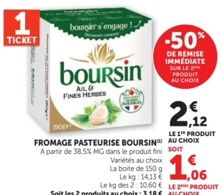 FROMAGE PASTEURISE BOURSIN Ail & Fines Herbes