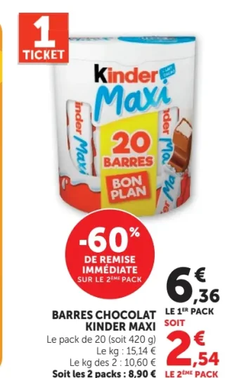 Barres chocolat Kinder Maxi