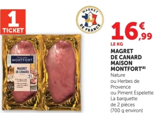 Magret de canard Maison Montfort (Nature ou Herbes de Provence ou Piment Espelette)