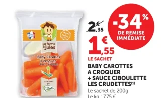 Baby carottes à croquer + sauce ciboulette Les Crudettes