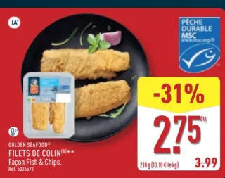 Golden Seafood Filets de Colin Façon Fish & Chips
