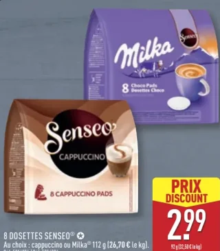 Senseo® Dosettes de café cappuccino ou Milka®