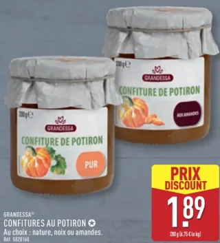 Grandessa® Confitures au Potiron nature, noix ou amandes