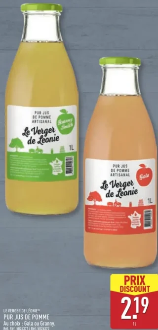 Le Verger de Léonie Pur jus de pomme artisanal Gala ou Granny