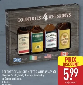 Coffret de 4 mignonettes Whisky 40° Countries