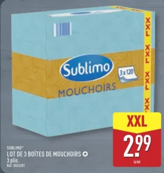 SUBLIMO LOT DE 3 BOÎTES DE MOUCHOIRS