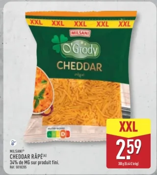 Cheddar râpé Milsani