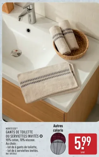 NOVITESSE® GANTS DE TOILETTE OU SERVIETTES INVITÉS