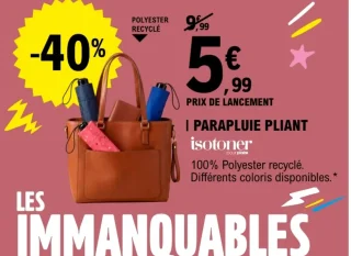 Parapluie pliant Isotoner 100% Polyester recyclé
