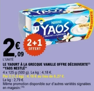 YAOS Nestlé Yaourt à la grecque vanille offre découverte
