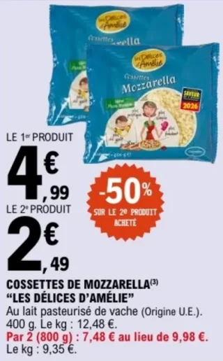 Les Délices d'Amélie Cossettes de Mozzarella