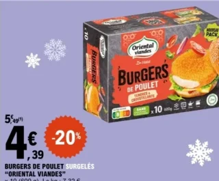 Burgers de poulet surgelés "Oriental Viandes"
