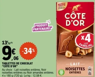 Tablettes de chocolat "Côte d'Or"