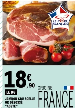 Jambon cru scellé ou désossé Aoste