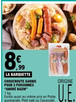 Choucroute garnie pour 2 personnes André Bazin
