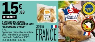 4 Cuisses de canard confites du Sud-Ouest IGP Le Domaine d'Anet