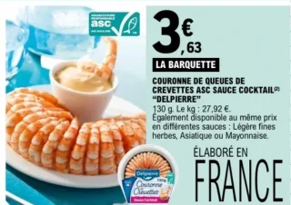 Couronne de queues de crevettes ASC sauce cocktail Delpierre