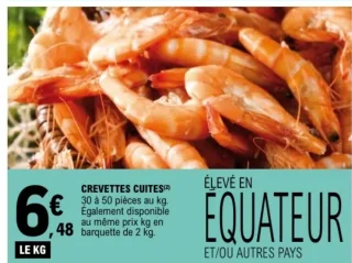 Crevettes cuites 30 à 50 pièces au kg