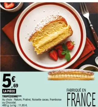 Tropézienne au choix (Nature, Praliné, Noisette cacao, Framboise ou Chocolat)