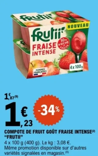 COMPOTE DE FRUIT GOÛT FRAISE INTENSE "FRUTII"