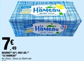 Beurre doux 82% Mat. Gr. Le Hameau