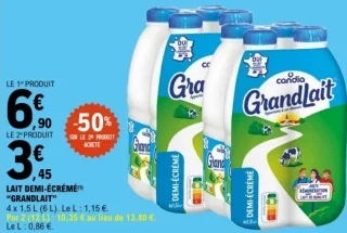 Lait demi-écrémé Candia Grandlait