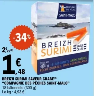 BREIZH SURIMI SAVEUR CRABE "COMPAGNE DES PÊCHES SAINT-MALO"
