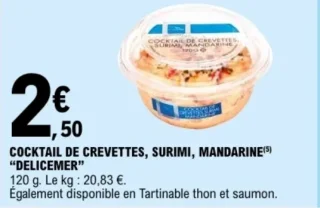 COCKTAIL DE CREVETTES, SURIMI, MANDARINE "DELICEMER"