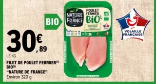 Filet de Poulet Fermier Bio Nature de France