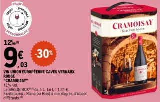 Vin Union Européenne Caves Vernaux Rouge "Cramoisay"