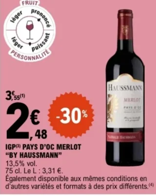 IGP Pays d'Oc Merlot Rouge "By Haussmann"