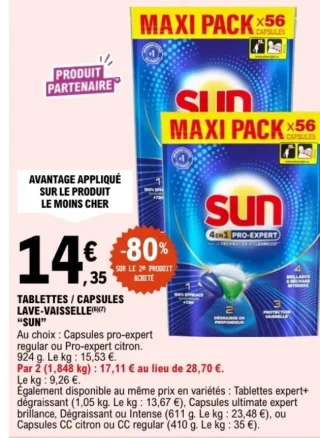 Tablettes / capsules lave-vaisselle "Sun"