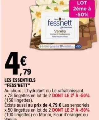 Lingettes humides Fess'nett Les Essentiels