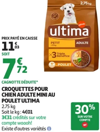 Croquettes pour chien adulte mini au poulet Ultima