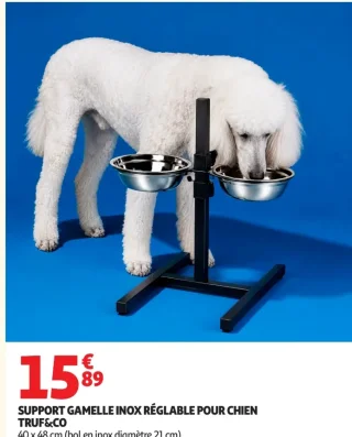 SUPPORT GAMELLE INOX RÉGLABLE POUR CHIEN TRUF&CO