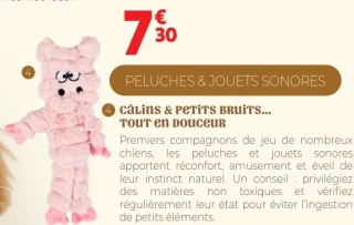 PELUCHE POUR CHIEN HUGGI COCHON ROSE DUVOPLUS