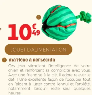 PLAYTIME JOUET D'ALIMENTATION POUR CHIEN EN FORME DE PASTÈQUE DUVOPLUS