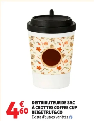 Distributeur de sac à crottes coffee cup beige Truf&Co